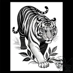 Tattoo sketch, hyperrealistic tiger prowling… – style Flux Inscriptions – tattoo sketch (30.11.2025 08:37)