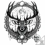 Arcane stag with lunar antlers, artistic tatt… – style Jaeger Mini – tattoo sketch (30.11.2025 09:16)