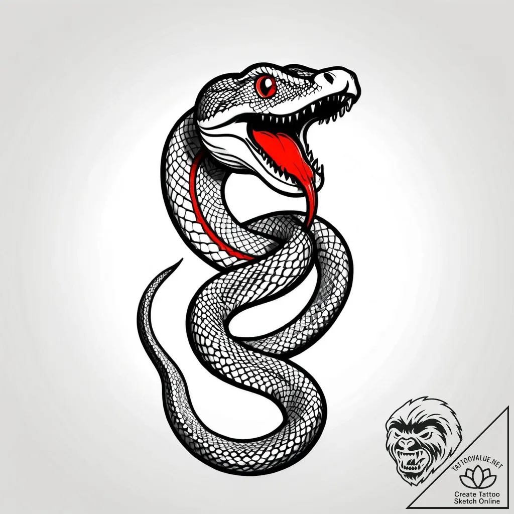 A detailed shot of a coiled snake., tattoo dr... - style Jagger Old - tattoo sketch (30.11.2025 10:57)