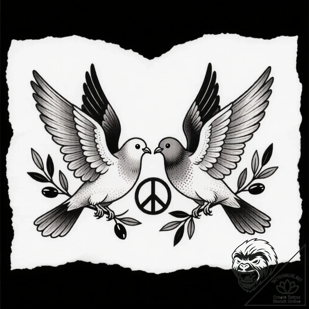 Tattoo sketch a pair of doves with intertwine... - style Flux Inscriptions - tattoo sketch (30.11.2025 12:37)