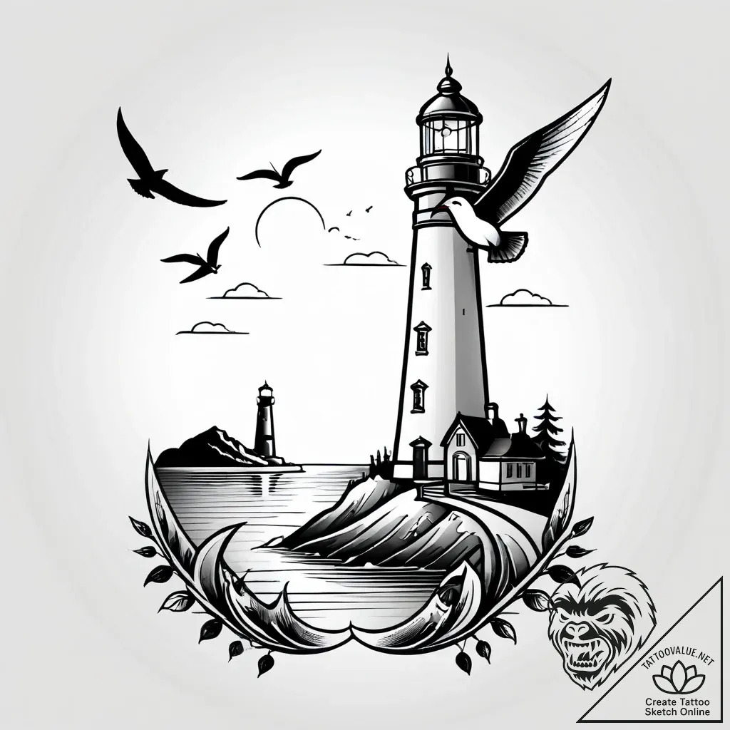 Tattoo sketch, lighthouse beam cutting throug... - style Jagger Old - tattoo sketch (30.11.2025 13:36)