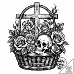 A close-up of a woven basket’s texture., conc… – style Jaeger Mini – tattoo sketch (30.11.2025 14:36)