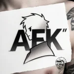 Tattoo design ‘afk’ with a sleeping character… – style Flux Inscriptions – tattoo sketch (30.11.2025 18:57)