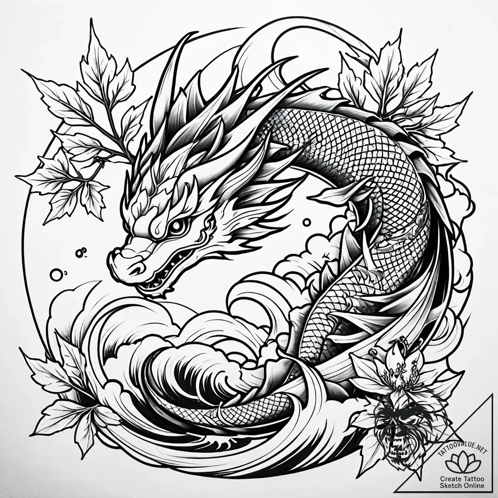 Tat tattoo sketch, crisp maple leaves with ge... - style Jaeger Simple - tattoo sketch (30.11.2025 19:17)