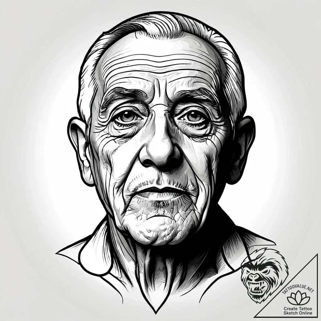 Tattoo sketch, black and white realism portra... - style Jagger Old - tattoo sketch (30.11.2025 19:57)