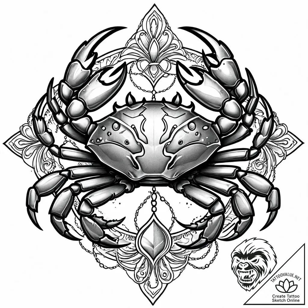 Tattoo design a cancer crab deconstructing in... - style Jaeger Mini - tattoo sketch (30.11.2025 20:57)
