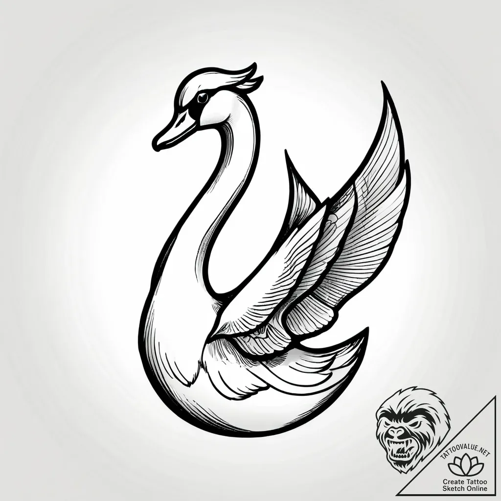 Swan, artistic tattoo sketch, black outline o... - style Jagger Old - tattoo sketch (30.11.2025 21:17)