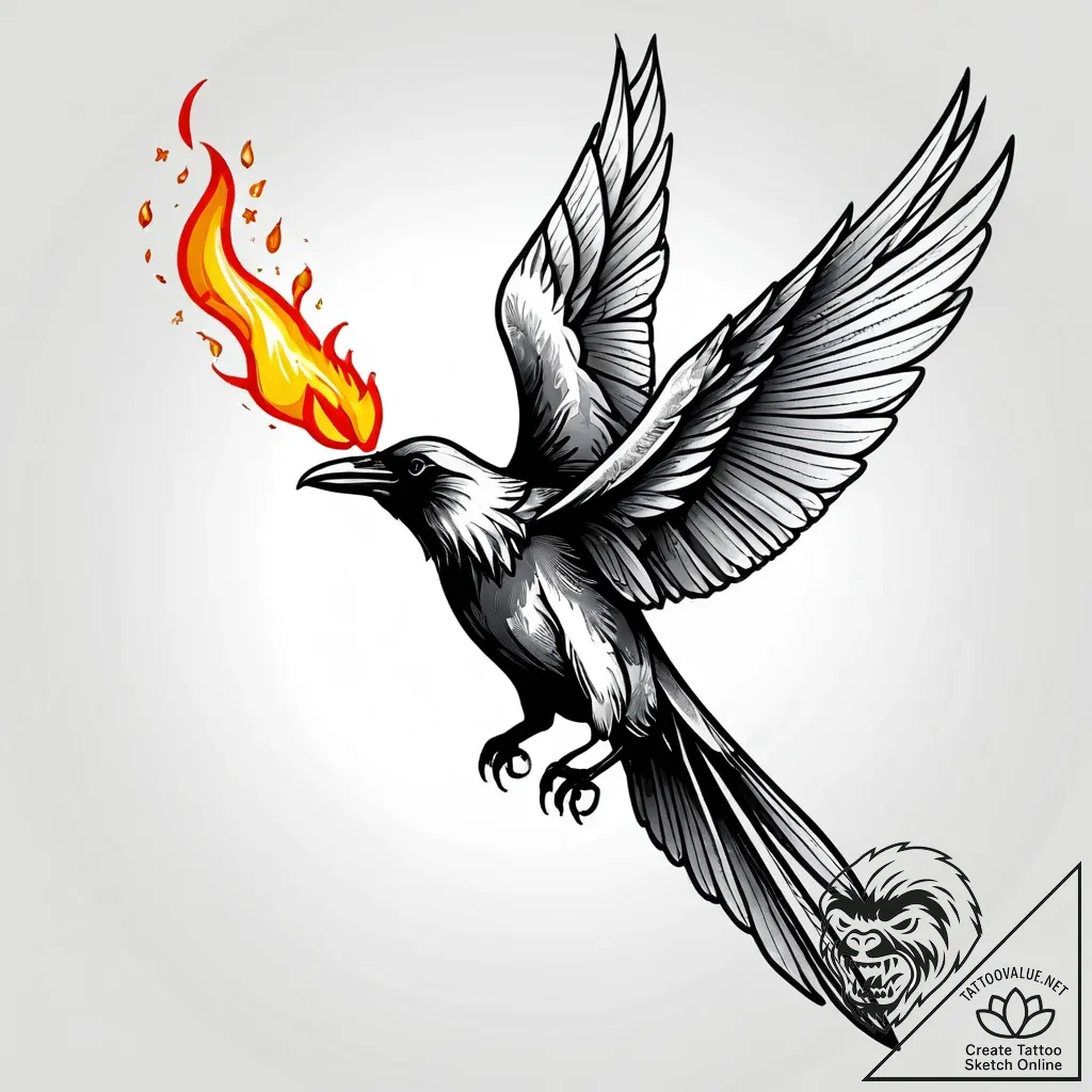 Angelic raven holding flame, artistic tattoo... - style Jagger Old - tattoo sketch (30.11.2025 22:37)