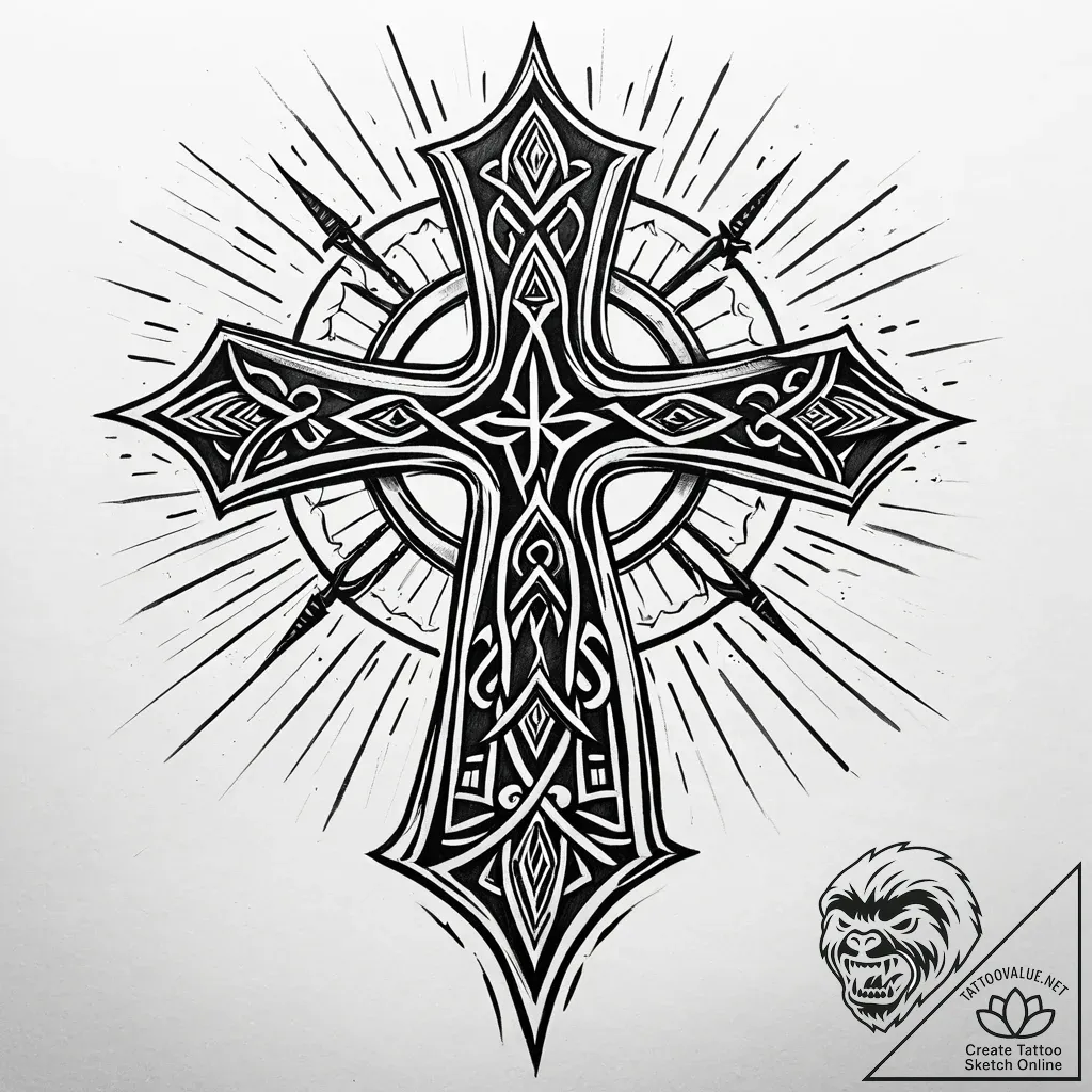 135. tattoo sketch: "klad" rune surrounded by... - style Jaeger Simple - tattoo sketch (30.11.2025 23:17)