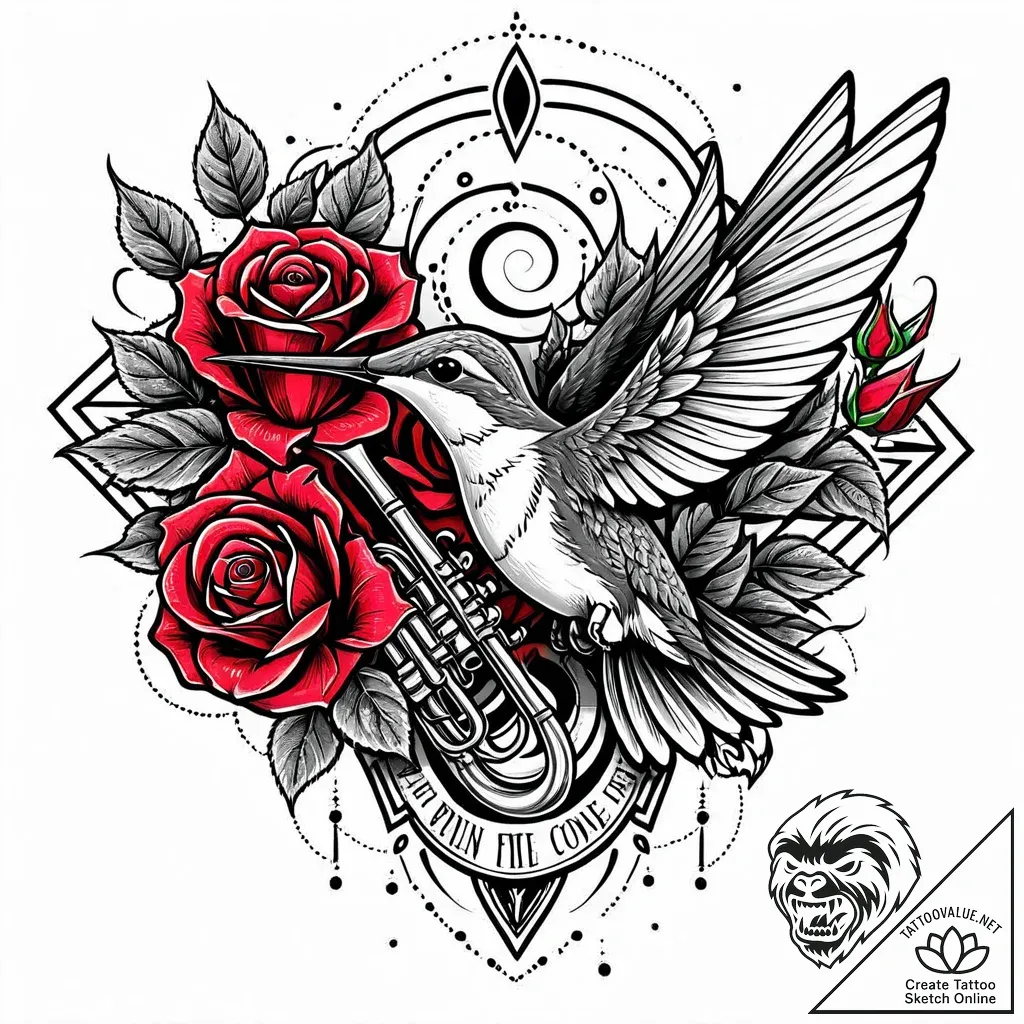 Tat tattoo sketch, hummingbird mid-flight nea... - style Jaeger Mini - tattoo sketch (01.12.2025 00:57)