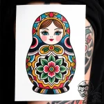 Matryoshka doll, tattoo line art, highly deta… – style Flux Inscriptions – tattoo sketch (01.12.2025 01:37)