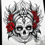 ирис, concept art for tattoo, chicano tattoo… – style Jaeger Simple – tattoo sketch (01.12.2025 01:57)
