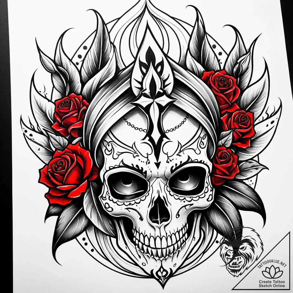 ирис, concept art for tattoo, chicano tattoo... - style Jaeger Simple - tattoo sketch (01.12.2025 01:57)