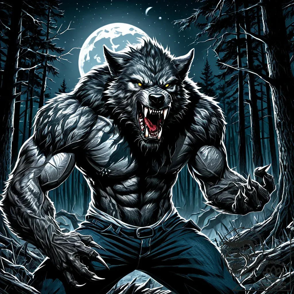 A werewolf mid-transformation - style Jaeger Mini - tattoo sketch (01.12.2025 02:16)