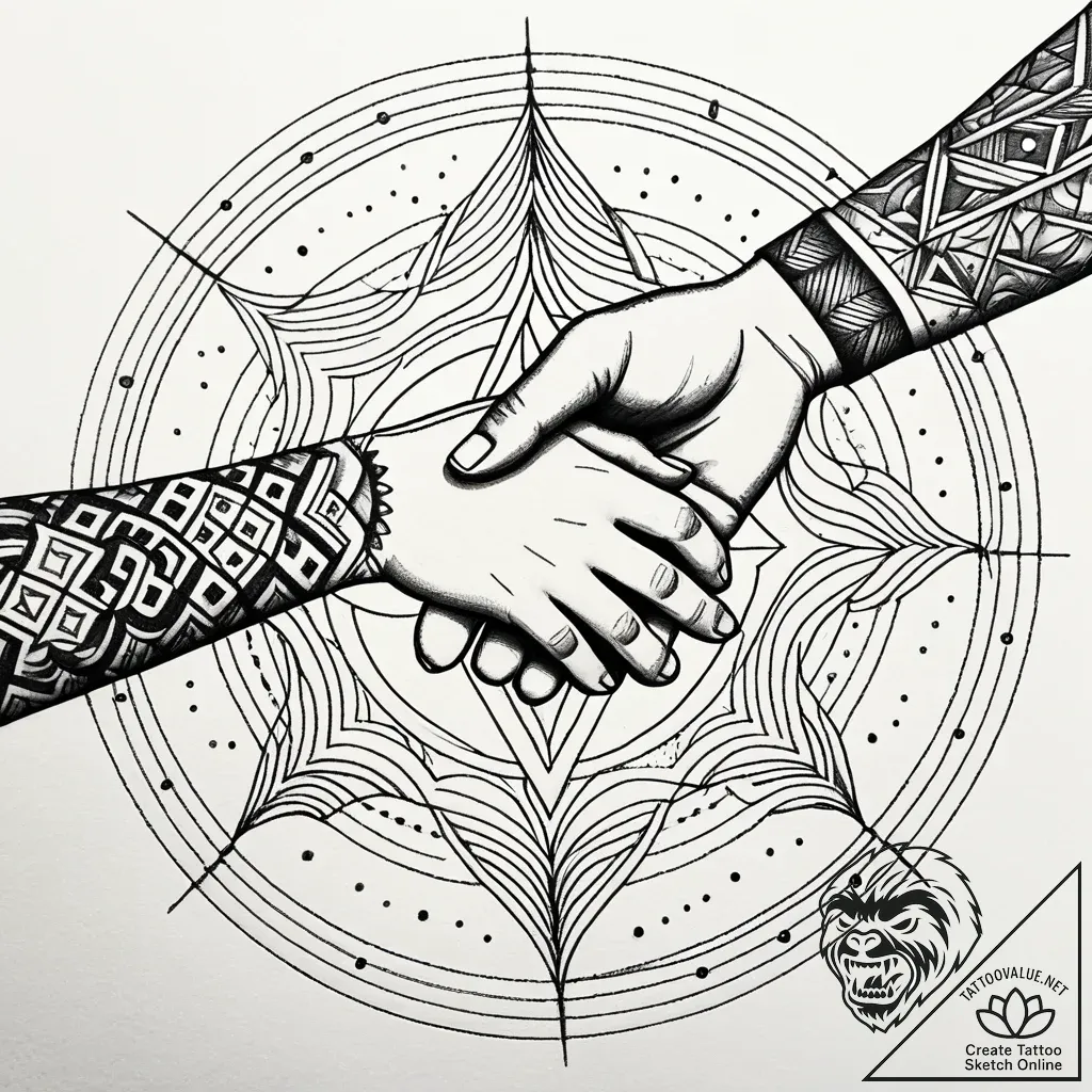 Tattoo sketch a family of abstract figures ho... - style Jaeger Simple - tattoo sketch (01.12.2025 03:17)