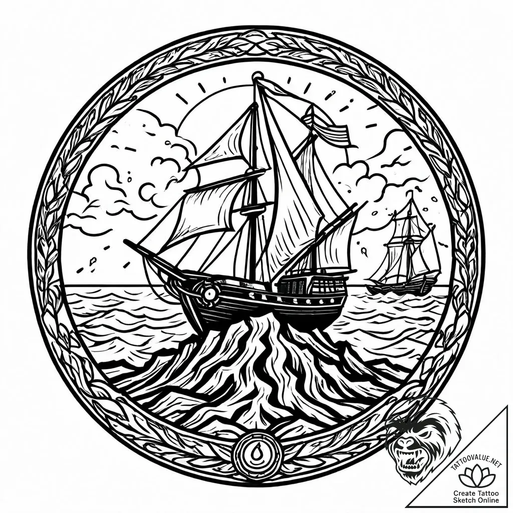 Storm roots breaking stone seal, ink illustra... - style Jaeger Mini - tattoo sketch (01.12.2025 03:36)