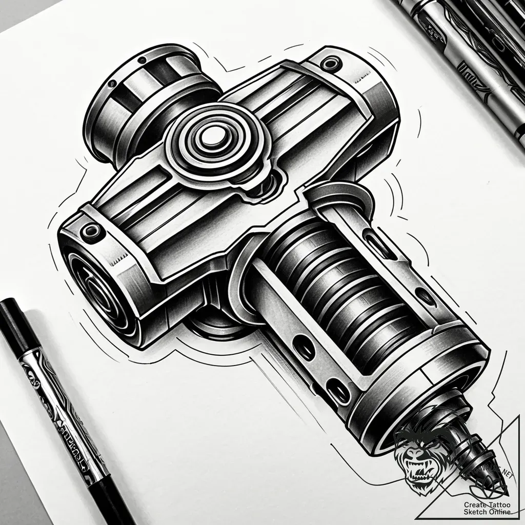 поршень, artistic tattoo sketch, bold outline... - style Jaeger Simple - tattoo sketch (01.12.2025 04:37)