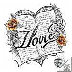 An old, forgotten love letter, written in cur… – style Jaeger Mini – tattoo sketch (01.12.2025 04:56)