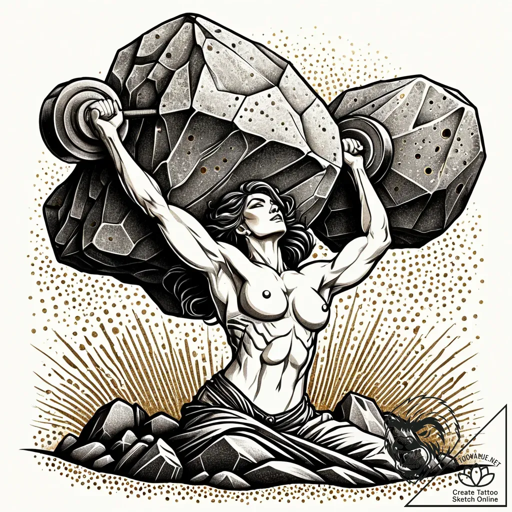 Tattoo sketch, luisa lifting massive boulders... - style Jaeger Simple - tattoo sketch (01.12.2025 05:57)