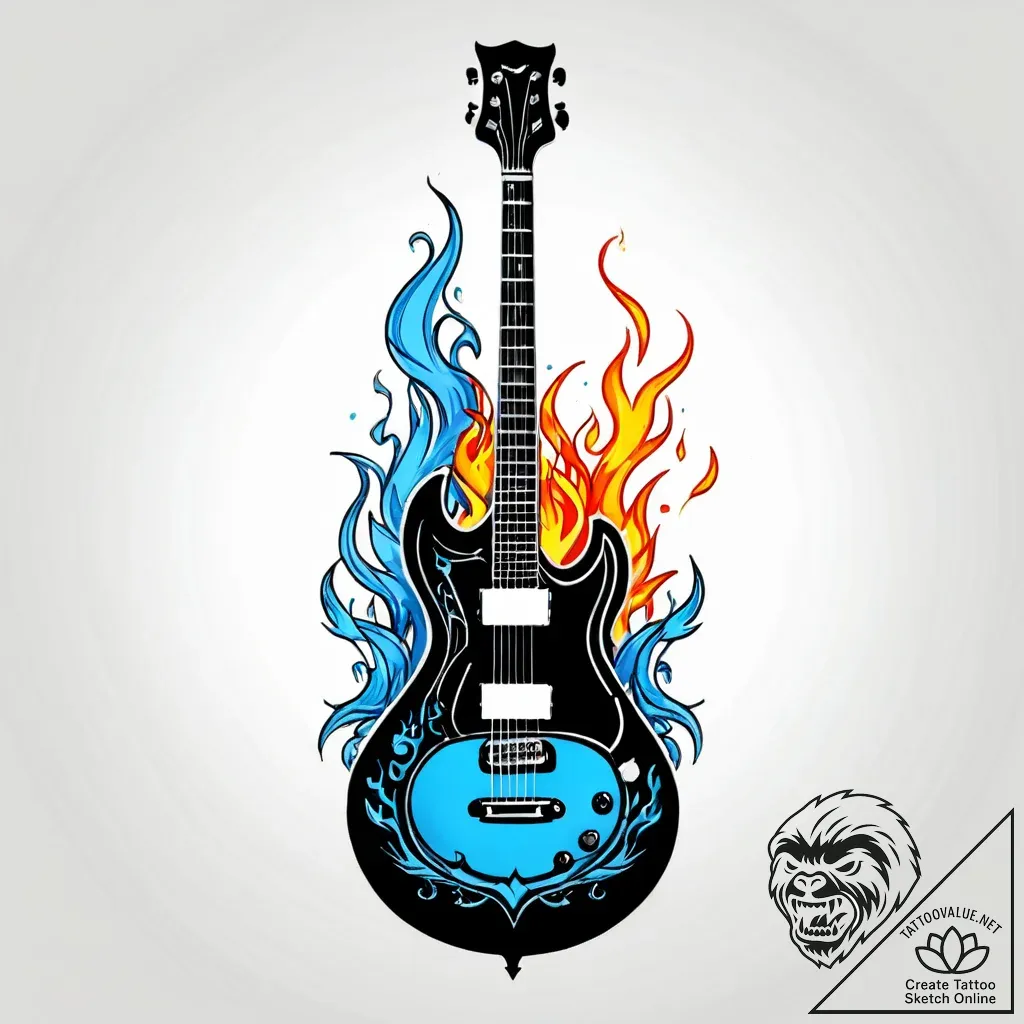 Tat tattoo sketch, electric guitar with flame... - style Jagger Old - tattoo sketch (01.12.2025 07:56)