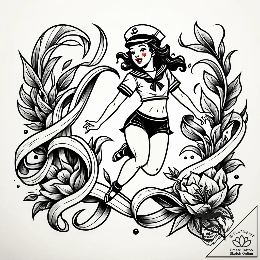 Tattoo sketch, paprika jumping with ribbons,... - style Jaeger Simple - tattoo sketch (01.12.2025 12:37)