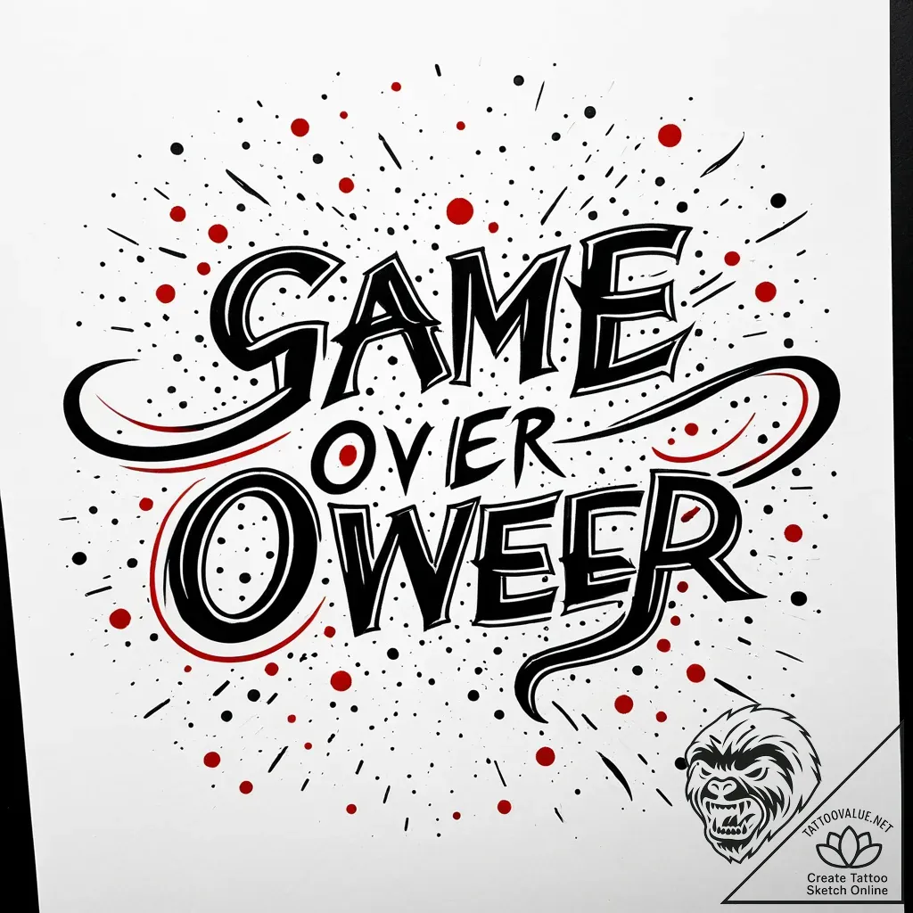 Tattoo design a minimalist 'game over' text l... - style Jaeger Simple - tattoo sketch (01.12.2025 13:57)