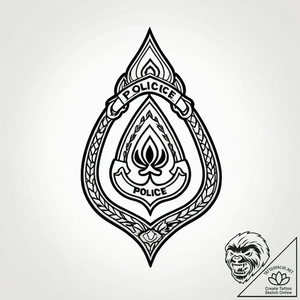 Tattoo sketch, judy’s police badge with paw p... - style Jagger Old - tattoo sketch (01.12.2025 14:37)