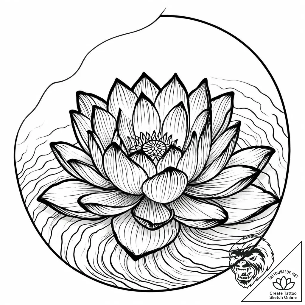 Tat tattoo sketch, serene lotus blossom float... - style Jaeger Mini - tattoo sketch (01.12.2025 16:57)