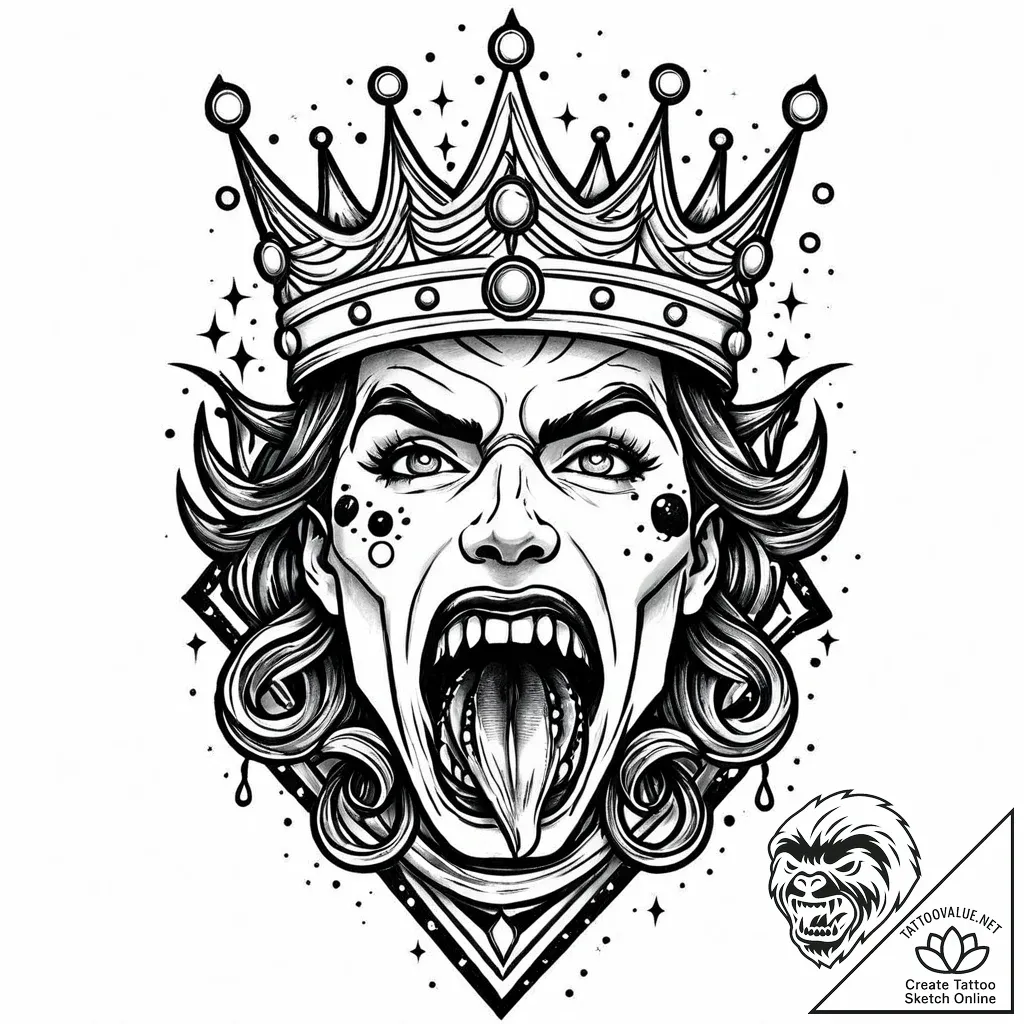 Jagged crown devouring starlight, ink illustr... - style Jaeger Mini - tattoo sketch (01.12.2025 17:57)