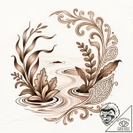 Tattoo design pisces symbols created from flo… – style Flux Inscriptions – tattoo sketch (01.12.2025 18:37)