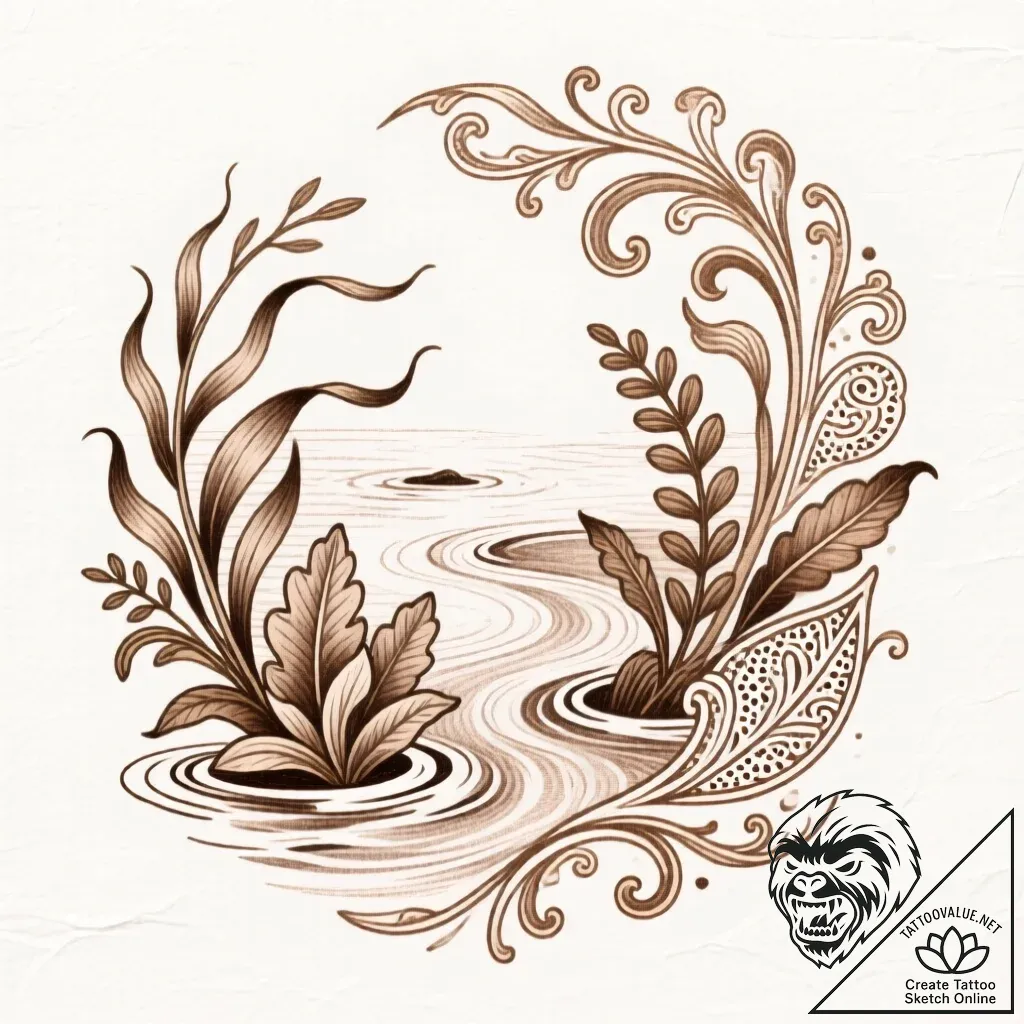 Tattoo design pisces symbols created from flo... - style Flux Inscriptions - tattoo sketch (01.12.2025 18:37)