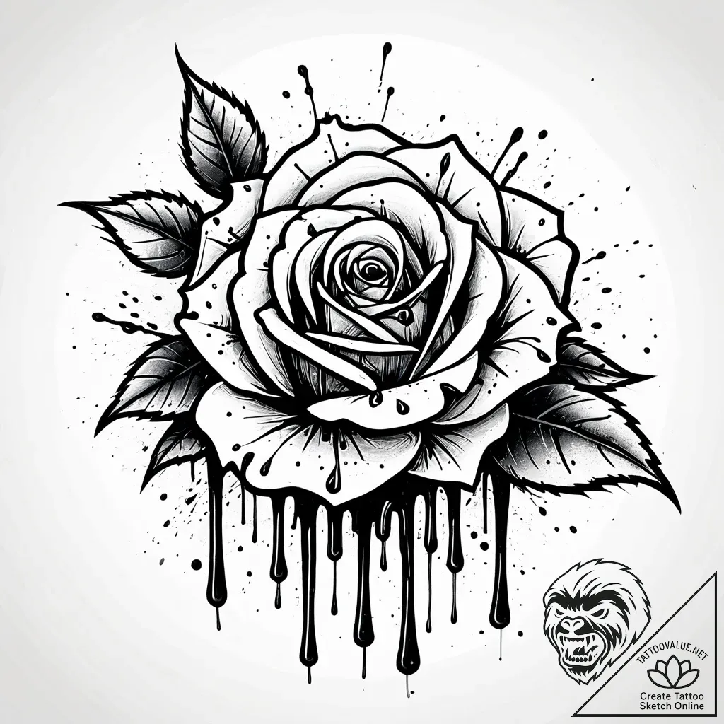 Tat tattoo sketch, graffiti rose with drippin... - style Jaeger Simple - tattoo sketch (01.12.2025 20:17)