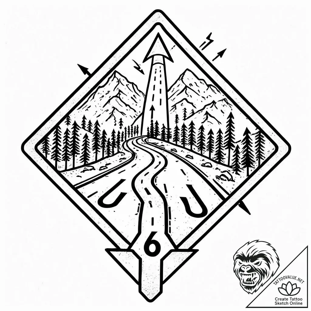 Tattoo design a road sign with a significant... - style Jaeger Mini - tattoo sketch (01.12.2025 20:37)