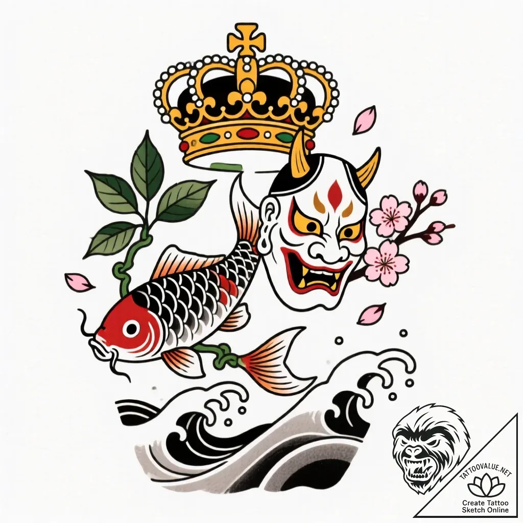 Eclipse vine growing through crown, ink illus... - style Flux Inscriptions - tattoo sketch (01.12.2025 21:17)