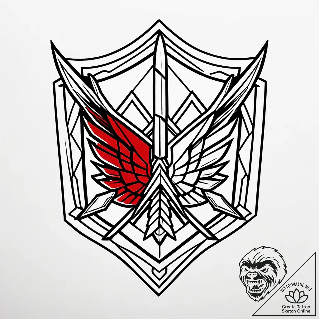 The scout regiment logo from attack on titan,... - style Jaeger Simple - tattoo sketch (01.12.2025 22:57)