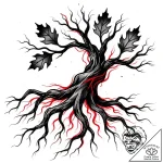 Tat tattoo sketch, sprawling oak roots breaki… – style Flux Inscriptions – tattoo sketch (01.12.2025 23:57)