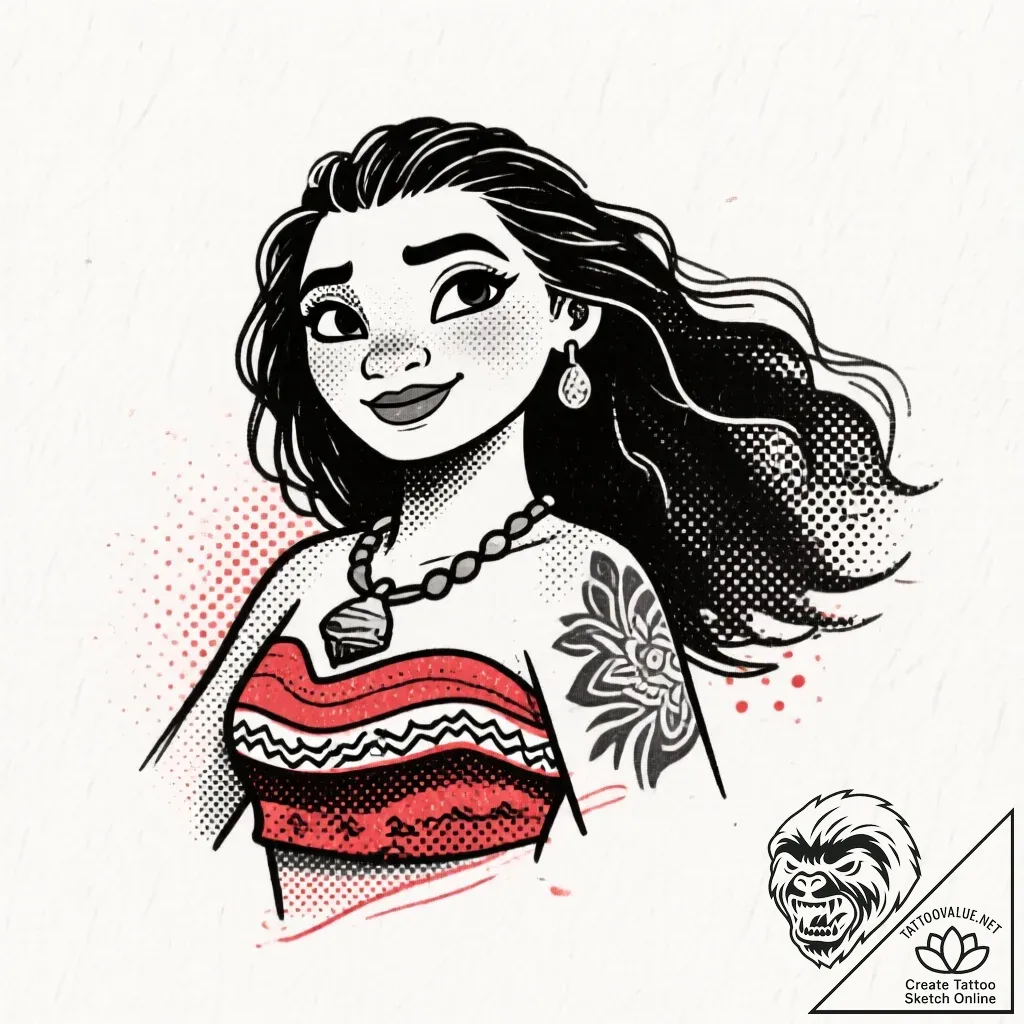 Moana 2 (заявлена на 2024), tattoo line art,... - style Flux Inscriptions - tattoo sketch (02.12.2025 01:17)