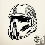 Tattoo sketch a stylized combat helmet subtly… – style Jaeger Simple – tattoo sketch (02.12.2025 01:37)