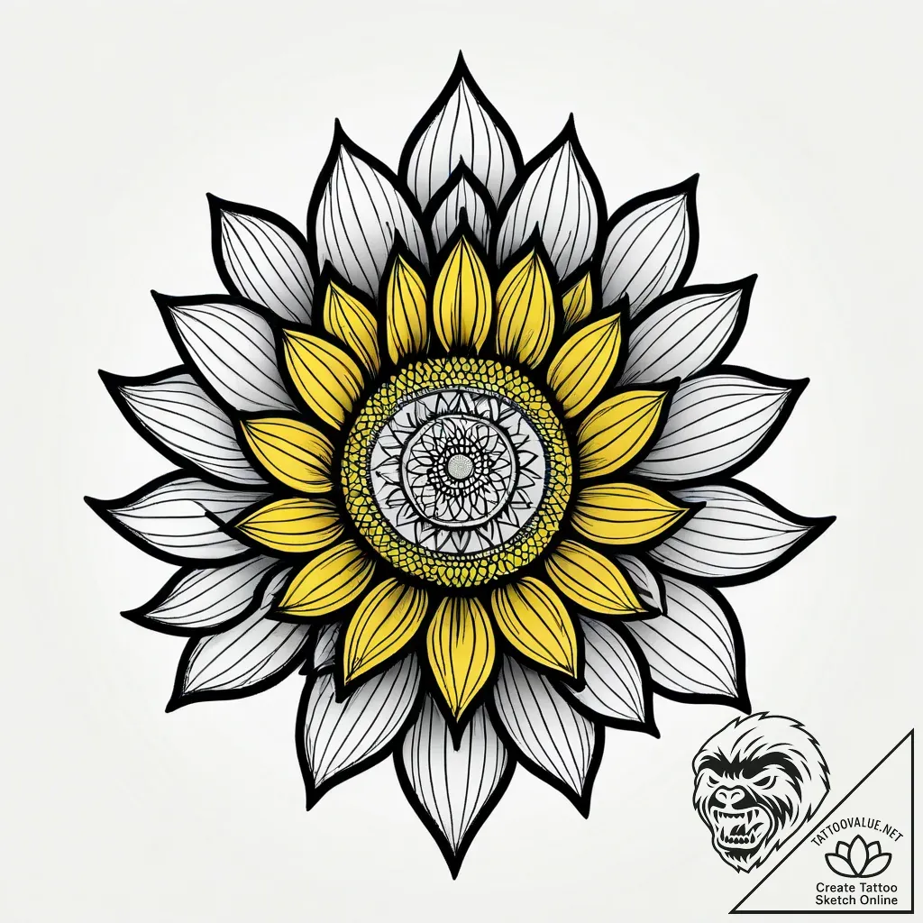 Tat tattoo sketch, bold neotraditional sunflo... - style Jagger Old - tattoo sketch (02.12.2025 02:17)