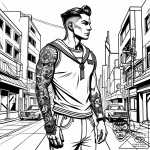 Tattoo design a cyberpunk street scene with a… – style Jaeger Simple – tattoo sketch (02.12.2025 04:17)