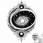 Tattoo sketch, swirling galaxy with nebula cl… – style Jaeger Mini – tattoo sketch (02.12.2025 04:37)