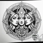Tattoo sketch gemini faces in detailed dotwor… – style Jaeger Simple – tattoo sketch (02.12.2025 06:57)