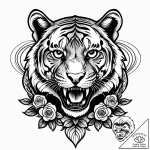 Tattoo sketch, fierce tiger stalking through… – style Jagger Old – tattoo sketch (02.12.2025 07:37)