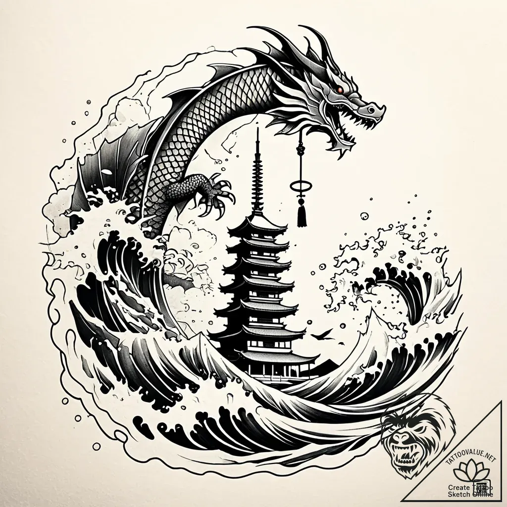 Vortex beneath shattered spire, concept art f... - style Jaeger Simple - tattoo sketch (02.12.2025 09:37)