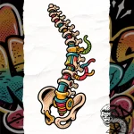Mechanical spine (sandevistan style), tattoo… – style Flux Inscriptions – tattoo sketch (02.12.2025 10:37)