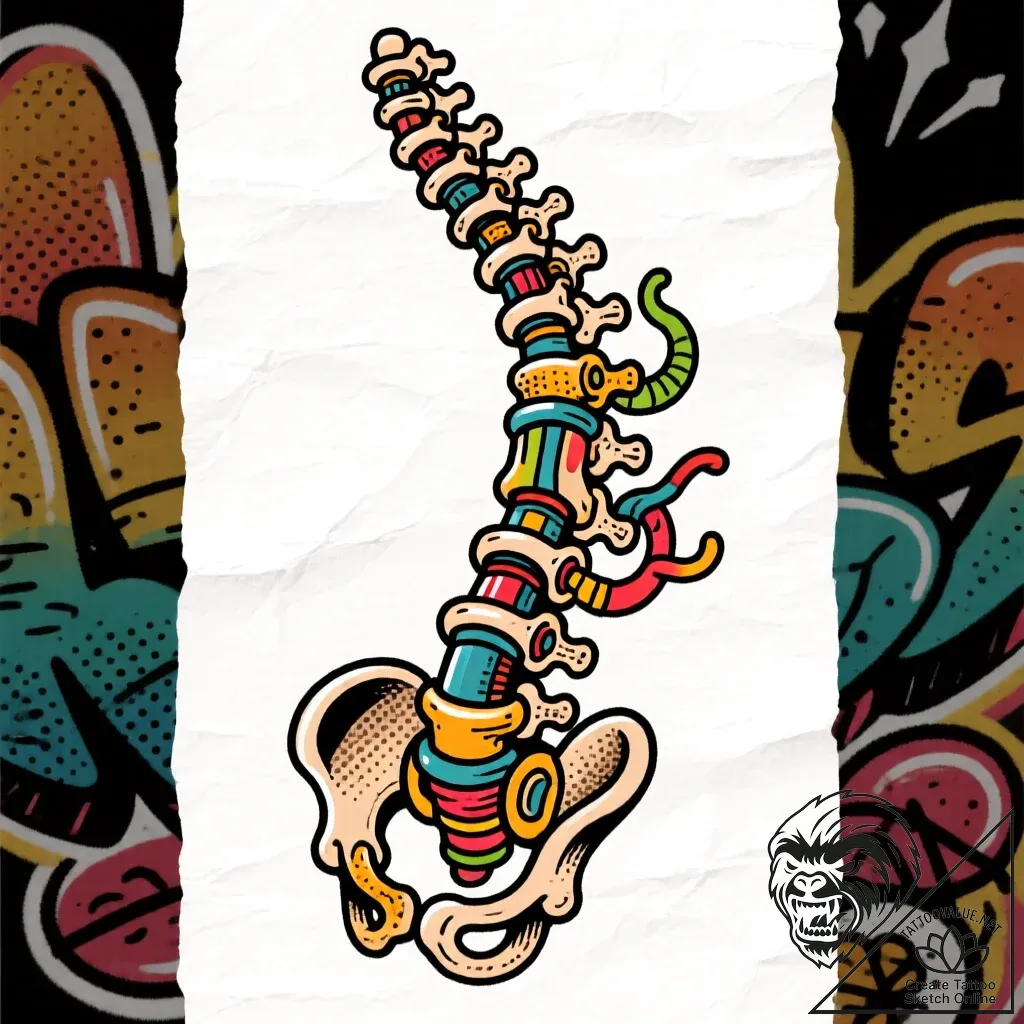Mechanical spine (sandevistan style), tattoo... - style Flux Inscriptions - tattoo sketch (02.12.2025 10:37)