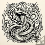 Hidden serpent devouring celestial flame, tat… – style Jaeger Simple – tattoo sketch (02.12.2025 10:57)