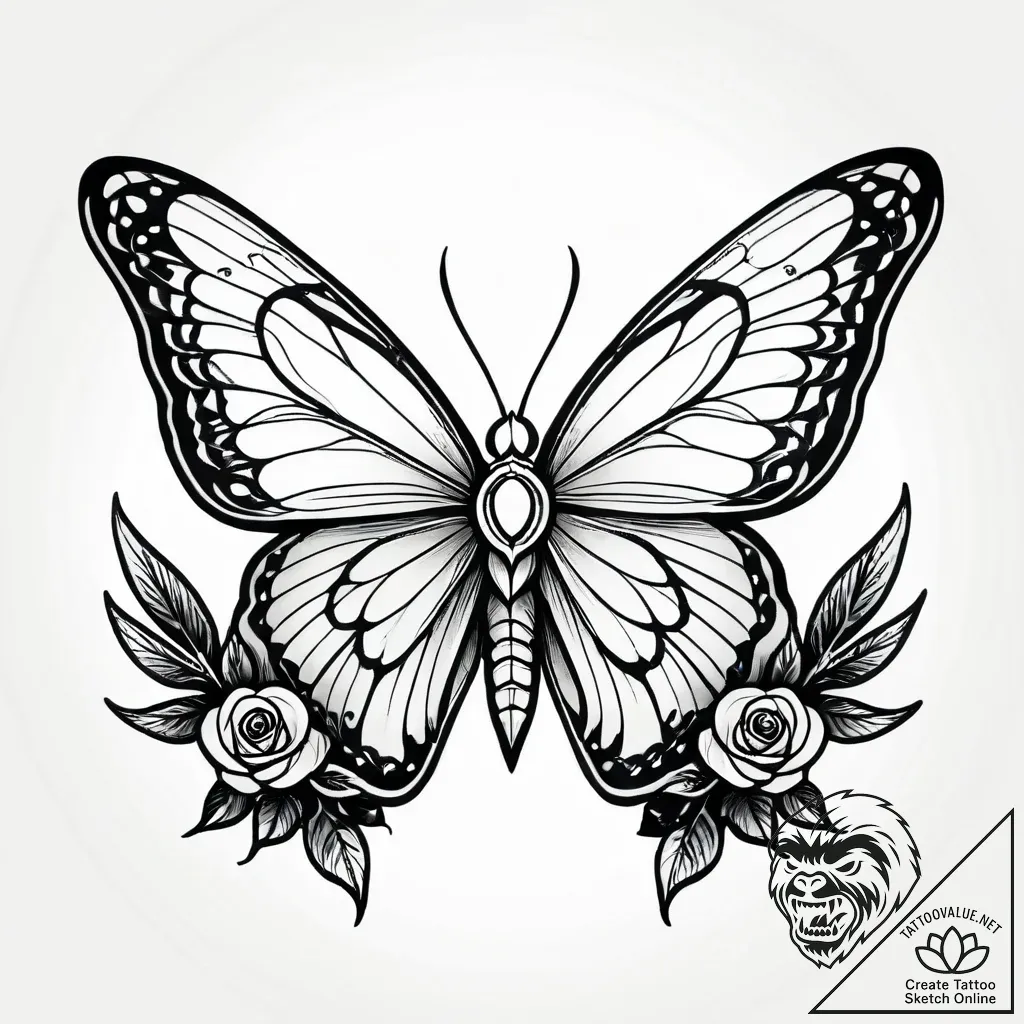 Tattoo sketch a delicate butterfly with a uni... - style Jagger Old - tattoo sketch (02.12.2025 11:36)