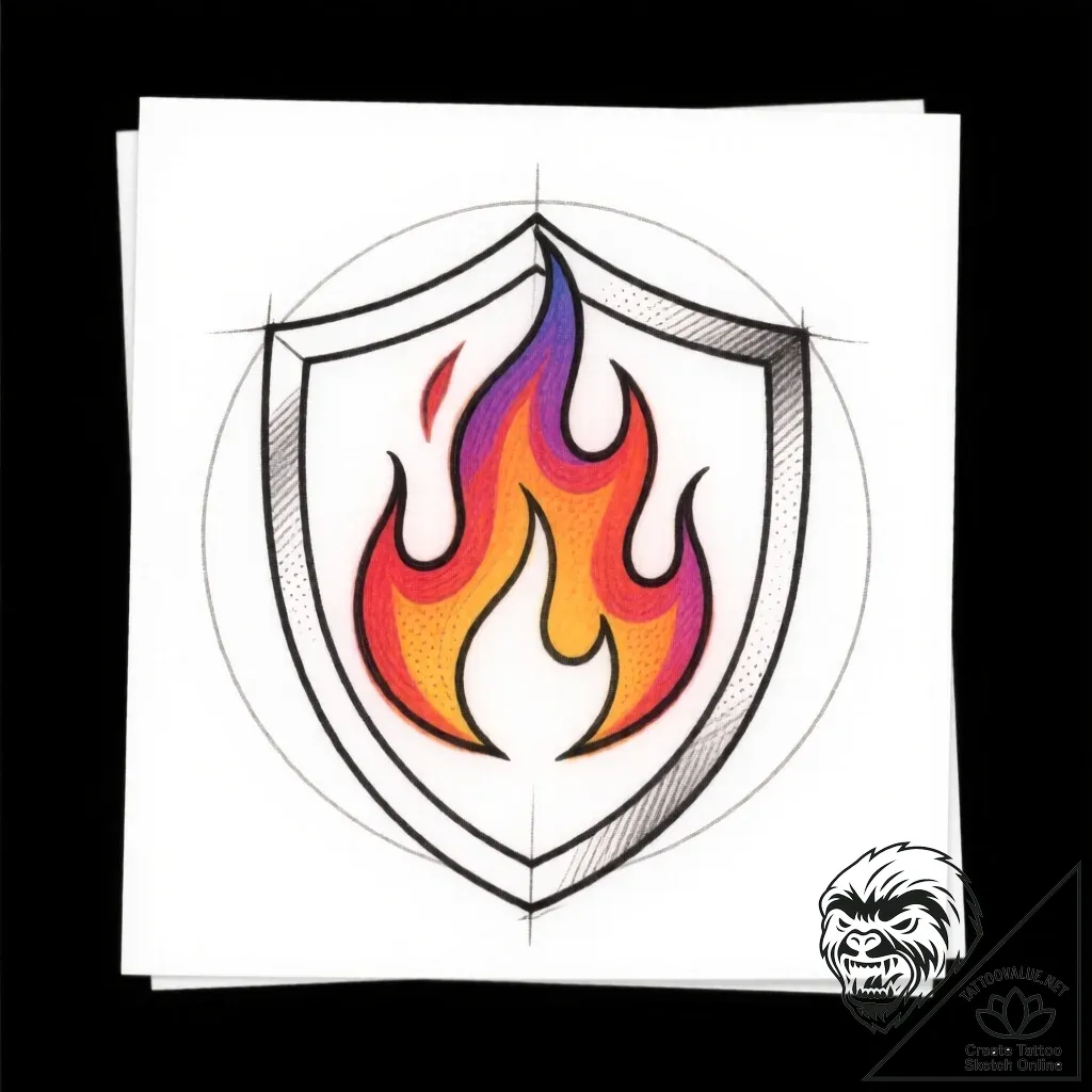 Tattoo sketch a powerful fire swirling into a... - style Flux Inscriptions - tattoo sketch (02.12.2025 13:17)