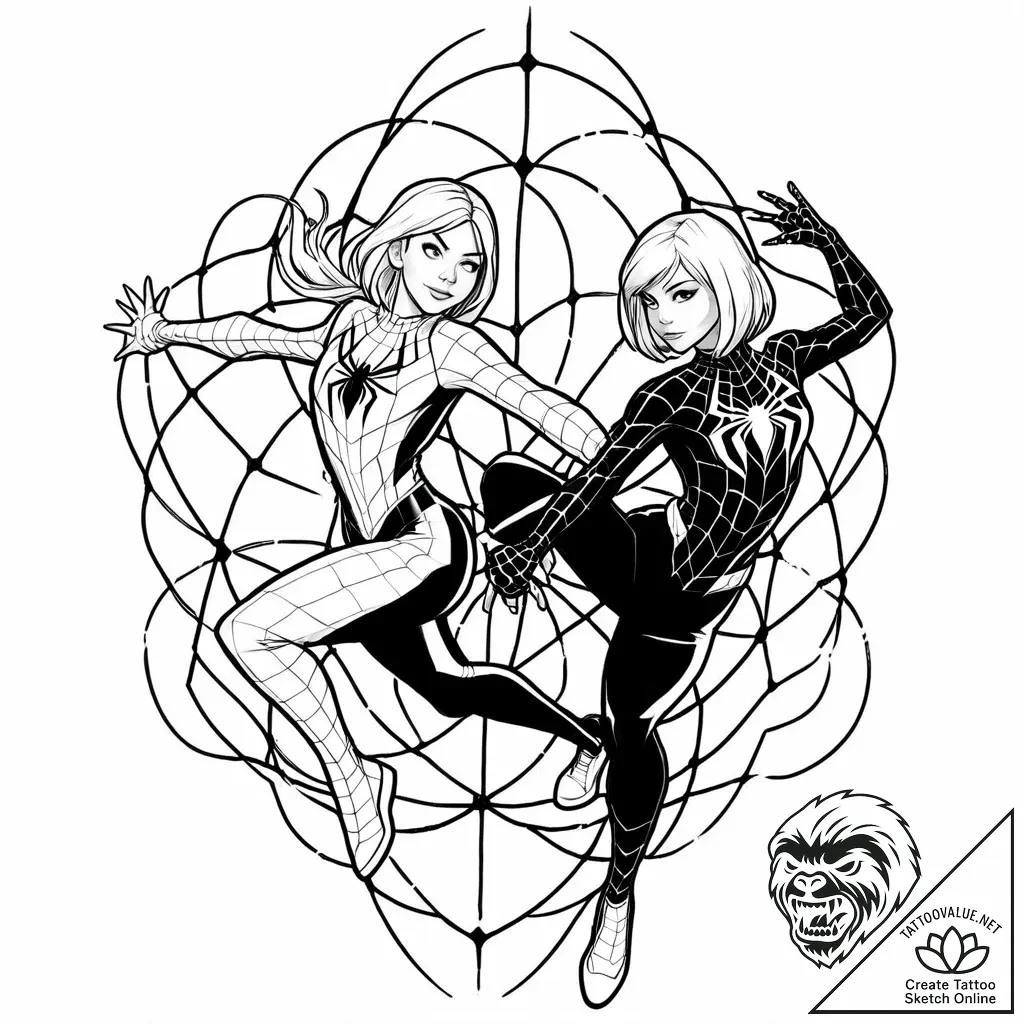 Tattoo sketch, gwen stacy and miles back to b... - style Jaeger Mini - tattoo sketch (02.12.2025 13:56)